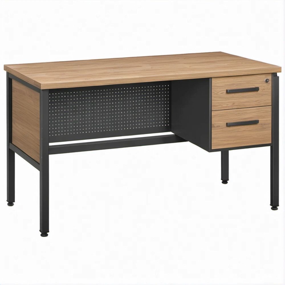 Industrial Home Office Desk with 2 Drawers, Brown and Black, 47.2 x 23.6 x 29.5 in