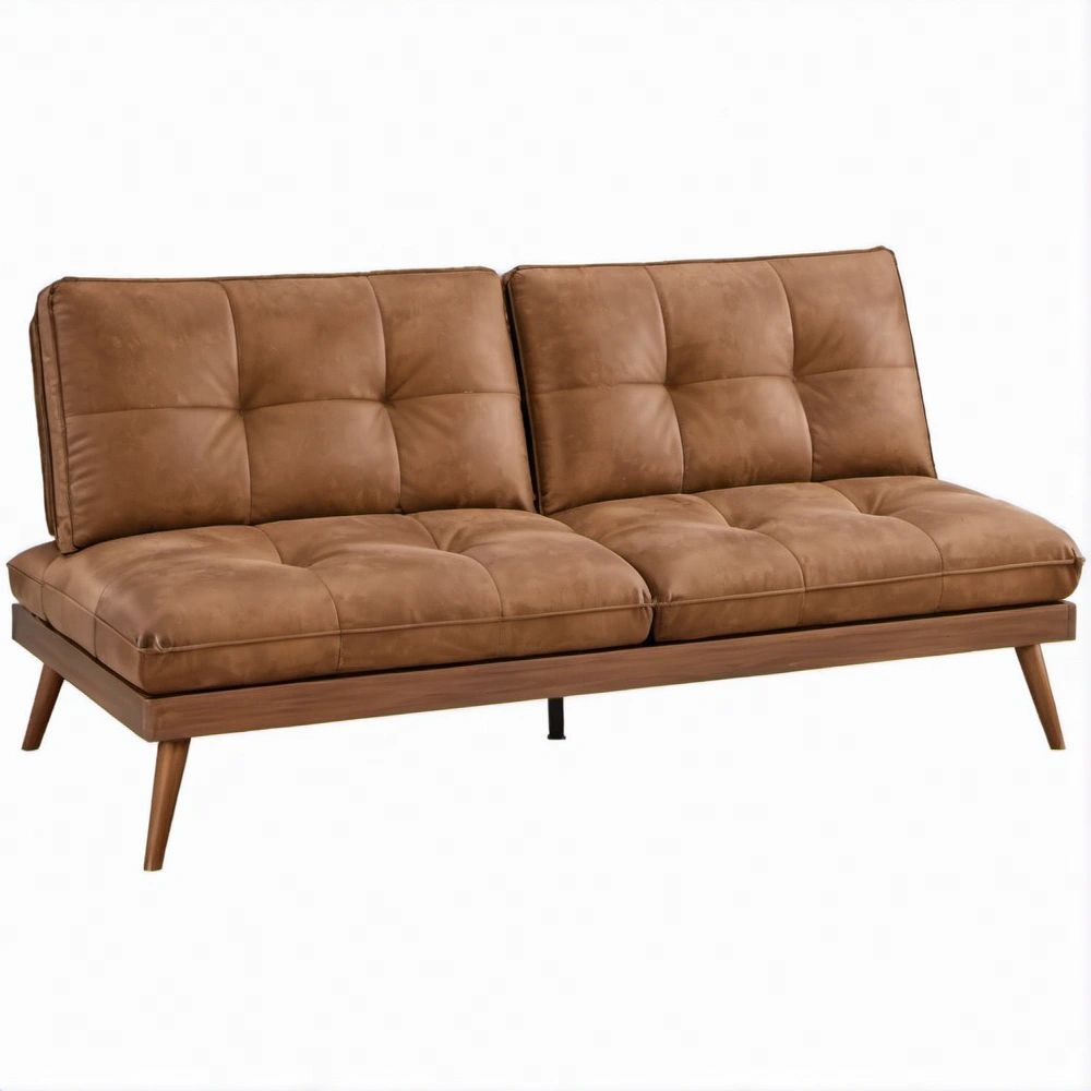Brown Faux Leather 2-Seat Loveseat Sofa, 71 x 32 x 33 in