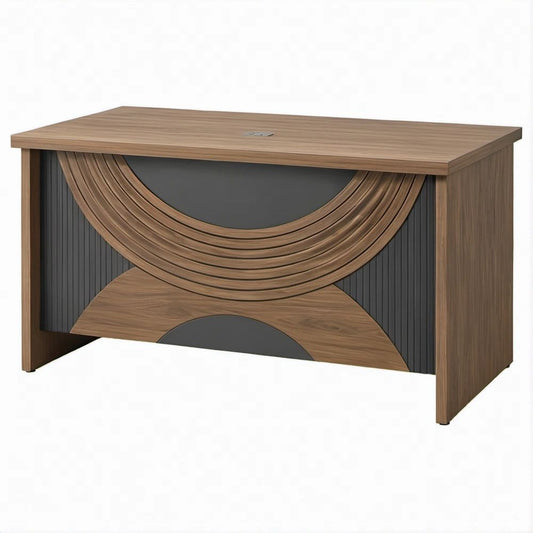 Executive Rectangular Office Desk, Walnut and Black, 63 x 31.5 x 29.5 in